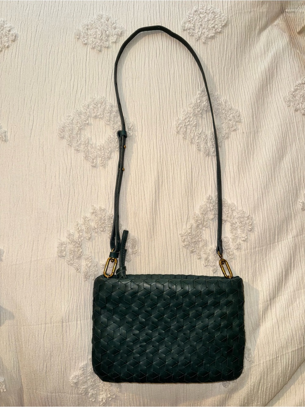 Madewell Dark Green Woven Leather Crossbody